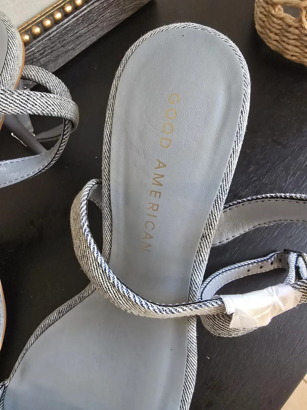 Good American Women's Denim Thong High Heel Sandals 7.5 - Picture 3 of 7